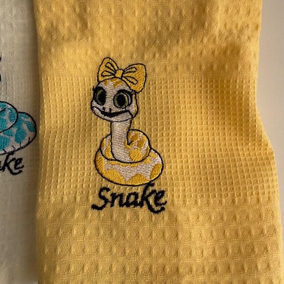 Set of 3 New Kitchen Towels 2025 Year of The Snake 40x60cm Embroidery Cotton - Picture 5 of 9